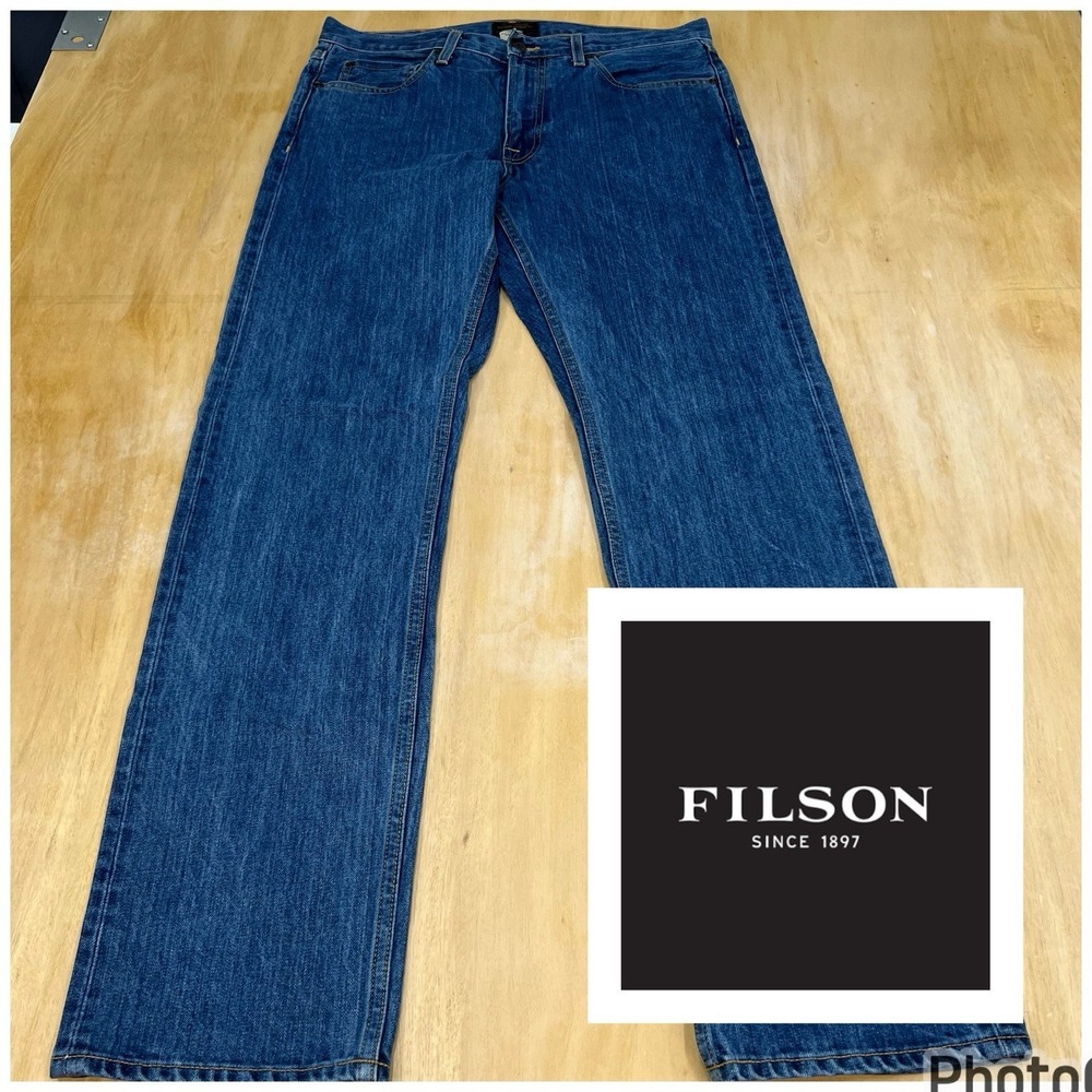 Filson Med Indigo Denim Jeans Mens 33x33 Regular Fit Straight Leg Cotton USA